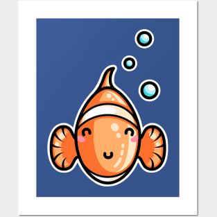 Kawaii Cute Clownfish Posters and Art